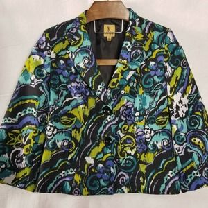 Kasper Jacket Blazer Size 8 Paisley Floral Retro